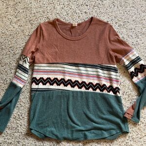 Patterned Long Sleeve Top